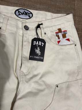 DART A-1 Cigarettes White Baggy Carpenter Jeans Wide Leg Embroidery